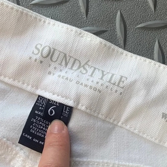 Sound style white jeans tan embroidery skinny boho NWT $78 casual contemporary - Picture 4 of 4